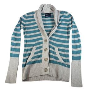 American Eagle Y2K striped thermal V neck cardigan.  Size M. 90s. grunge, retro